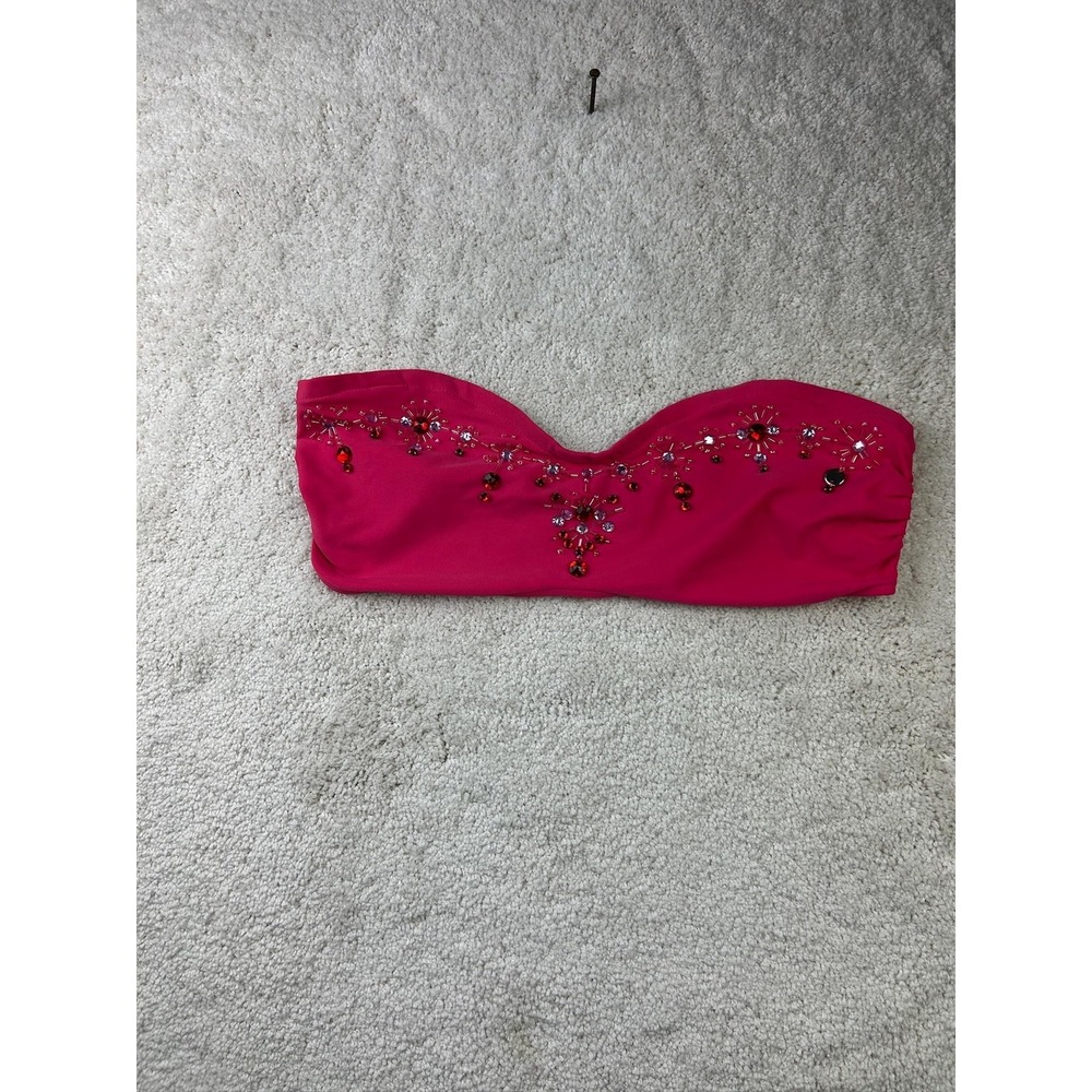 Shape FX Swim Bandeau Bikini Top Womens Small Embellished Strapless‎ No Liner